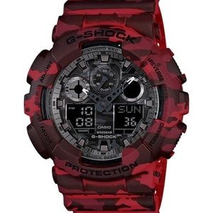 Casio Accessories - Casio G Shock Red Camo GA100 sports watch NEW! Casio Accessories - Casio G Shock Red Camo GA100 sports watch NEW!
